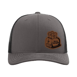 Live Laugh Toaster Bath Hat, Funny Richardson 112 Trucker Hat, Leather Patch Cap, Adjustable Humor Hat, Gag Gift