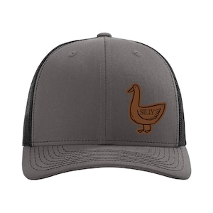 Silly Goose Hat, Richardson 112 Trucker Hat, Funny Leather Patch Cap, Adjustable Humor Hat