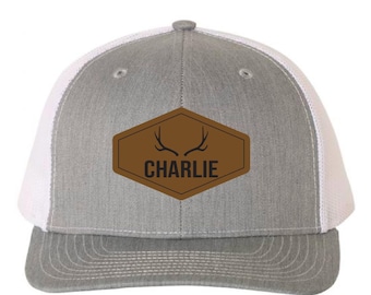 Deer Antlers Kids Hat, Custom Name Hat, Toddler Hunting Cap, Youth Outdoor Hat, Boys Trucker Hat, Personalized Deer Hat