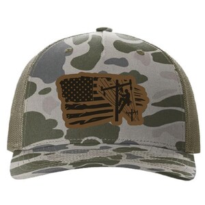 Lineman Hat, Custom Leather Patch Cap, Richardson Hat, Blue Collar Hat, Richardson 112, Gifts for Him