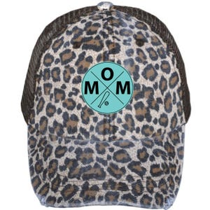 Baseball Mom Hat, Custom Leather Patch Cap, Personalized Game Day Trucker Hat, Sports Mom Gift, Custom Mom Cap