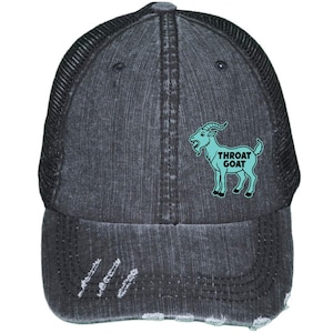 Throat Goat Hat, Custom Leather Patch Cap, Funny Trucker Hat, Gag Hat, Gift for Girlfriend, Custom Cap, Funny Gift Hat