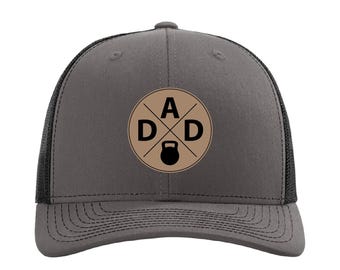 Gym Dad Hat, Workout Trucker Hat, Richardson 112 Leather Patch Cap, Fitness Enthusiast Hat, Adjustable Athletic Hat