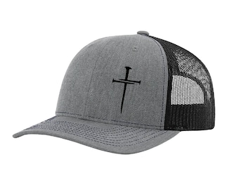 3 Nails 1 Cross Forgiven Hat, Christian Hat, Richardson 112 Trucker, Faith Hat for Men, Easter Gift, Jesus Hat, Richardson Hat