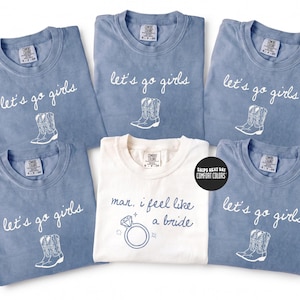 Camisetas Comfort Colors® para despedida de soltera en el oeste de Nashville Camisetas para despedida de soltera estilo country Last Rodeo Camisetas personalizadas para despedida de soltera Let's Go Girls