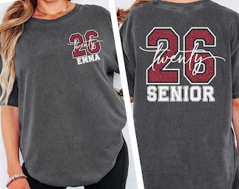 Custom Senior Shirt Personalized Senior 2026 Shirt School Gift for Coquette Senior Year Class of 2026 Shirt Custom Name Shirt Girls Senior