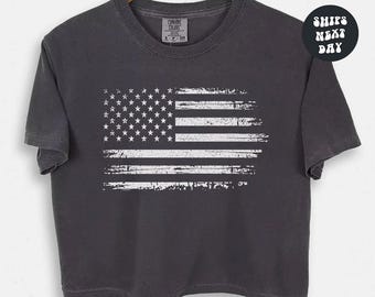 USA Flag Comfort Colors® Boxy Tee USA 250th Anniversary Crop Top 4th Of July Y2K Baby Tee Independence Day Cropped Shirt USA Flag Tank Top