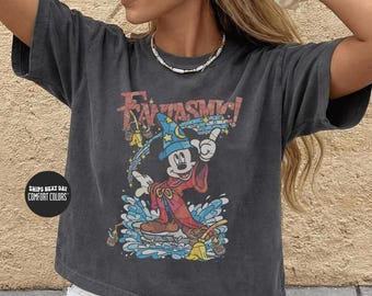 Camiseta retro Disney Fantasmic Mickey Comfort Colors® Boxy Tee Fantasmic Disney Magic Crop Top Mickey Wizard Mickey Baby Tee Retro Mickey Tank Top