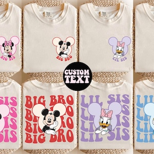 Camiseta familiar de Disney Mickey y sus amigos, camiseta a juego para hermana mayor y hermana menor, camiseta personalizada de Disney para viajes en grupo de Disney, camisetas Comfort Colors®