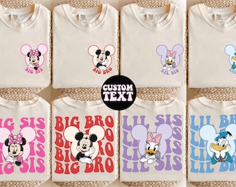 Disney Mickey And Friends Family Shirt Big Sis And Lil Sis Matching Sibling Shirt Custom Disney Tee Disney Group Trip Comfort Colors® Shirts