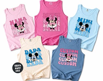 Disney Tank Top Matching Mama Mini Tank Tops Mother Daughter Tanks Dada Mickey Mama Minnie Disney Trip Comfort Colors® Matching Family Tanks