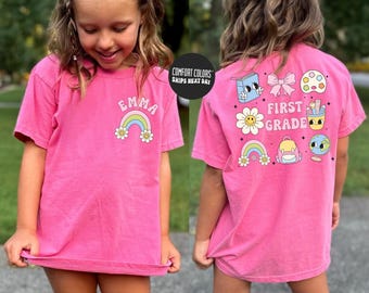Custom Girls First Grade Shirt Back To School Shirt Coquette First Grade Kids Shirt School Personalized 1st Grade Shirt Gift Toddler Tee