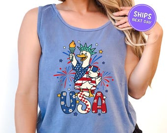 Goose 4th of July Tank Top Funny 4th Of July Tank Top July 4th Tank Top Patriotic Tank Top Womens Graphic Tees Women's 4th of July Tanks