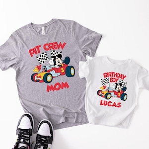 Custom Mickey Mouse Birthday Boy Shirt Matching Family Pit Crew Race Car Birthday Party Shirt Boys Race Birthday Shirt Custom Birthday Shirt