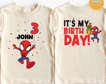 Custom Spider Birthday Shirt Superhero Spidey Birthday Shirt Personalized Birthday Shirt Kids Birthday Boy Shirt Birthday Custom Age Name