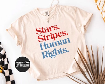4th Of July Comfort Colors® Boxy Tee Stars Stripes Human Rights Shirt 4th of July Crop Top Liberal Patriotic Shirt Equal Rights Protest Tank