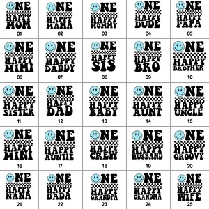 a number of numbers with faces and words