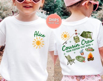 Camisa personalizada para primos de campamento, camisa a juego para primos, camisa de campamento de verano, camisa de tripulación de cabina, camisa para niños pequeños, camisa de campamento personalizada