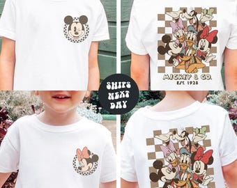 Custom Disney Shirt Checkered Mickey And Friends Toddler Sweatshirt Mickey Minnie Kids Toddler Shirt Family Disney Trip Tees Matching Shirts