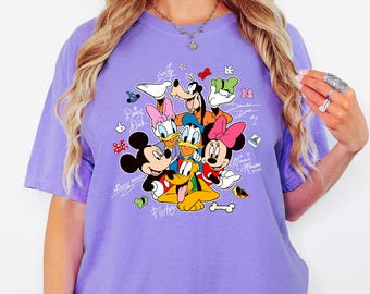 Vintage Mickey and Friends Signatures Shirt Disney Comfort Colors® Shirt Retro Mickey Shirt Disney Trip Shirt Matching Disney Family Shirts