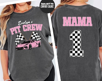 Custom Pit Crew Birthday Girl Comfort Colors® Shirt Retro Pit Crew Family Shirts First Birthday Race Car Shirt Second Birthday Toddler Shirt