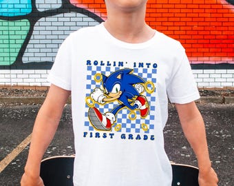 Sonic First Grade Shirt Back To School Shirt 1st Grade Sonic Kids School Shirt Rollin Into 1st School First Grade Shirt School Shirt Toddler
