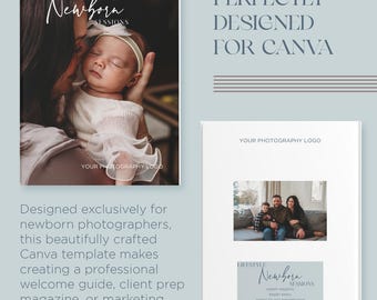 Newborn Photography Client Guide | Editable Canva Template | Newborn Session Prep Magazine