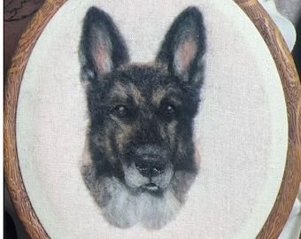 Custom Needle Felted Dog Portrait – Personalized Dog Name Hoop, Handmade Wool Felt Art, Pet Memorial & Pet Loss Keepsake