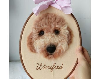 Retrato personalizado de mascota en fieltro Hpoo, bordado de mascota hecho a mano en fieltro con aguja, regalo conmemorativo para mascotas, regalo para papá