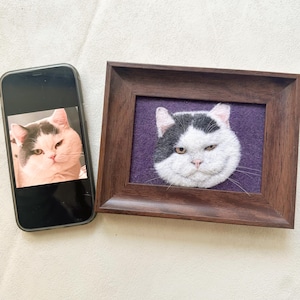 Custom Wool Felted Cat Painting, Personalized Needle Felted Pet Portrait, Pet Loss Gift, Wool Pet Portrait, Needle Felted Painting