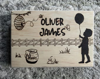 Custom Woodburned Kids Room or Nursery Name Sign: Winnie-the-Pooh inspired