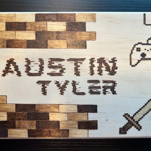 Custom Woodburned Kids Room or Nursery Name Sign: Video Game
