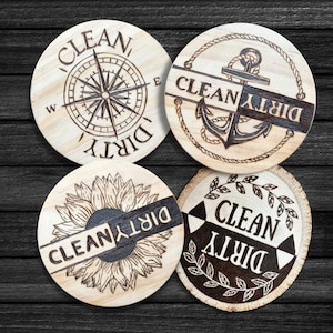 Rustic Woodburned Clean/Dirty Dishwasher Magnet