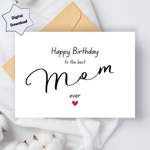 Cartão de Feliz Aniversário - Download Digital - Lindo Cartão de Feliz Aniversário para Mãe para Imprimir - 5x7 e 4x6 Dobrável - Imprima Carta dos EUA e Papel A4