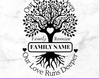 Family Reunion SVG: Roots Run Deep Design - Custom Family Name (Digital Download)