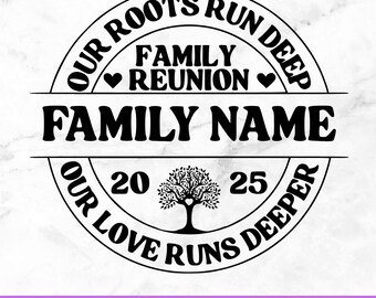 Riunione di famiglia personalizzata 2025 SVG: le nostre radici sono profonde Design (download digitale)