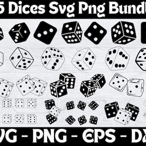 Dice Svg Bundle, Dice Png Bundle, Dice Clipart, Dice Svg Cut Files For Cricut, Cricut, Vector / Dxf / Png / Eps