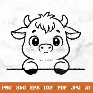 Peeking Highland Cow SVG: Farmhouse Decor Cut Files (Digital Download