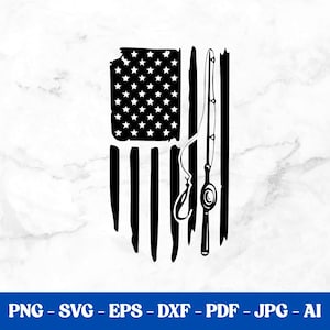 Fishing American Flag SVG | Fishing Rod SVG | American Flag SVG | Fisherman Svg | Fishing Svg | Distressed Flag Svg | Fourth Of July