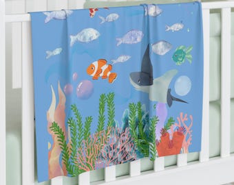 Ocean Baby Blanket, Under The Sea Themed Nursery Gift