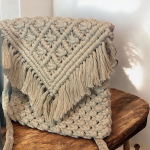 Macrame Boho Bag, Crocheted Handmade Women&#39;s Shoulder Bag, Handbag Hand-Knitted Bag | Crochet Bag, Designer Bag, Shoulder Bag
