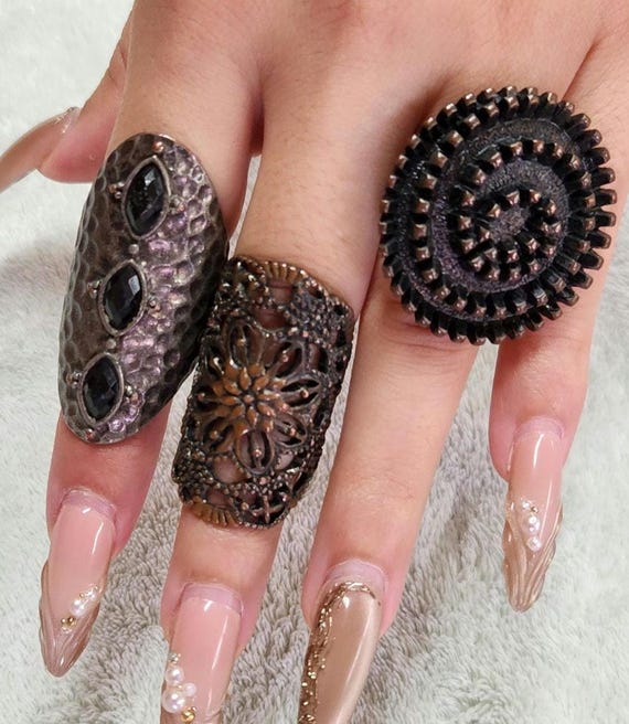 3 statement rings. Bronze/copper tone. - image 1