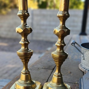 Pair of antique Victorian Brass Candlesticks.