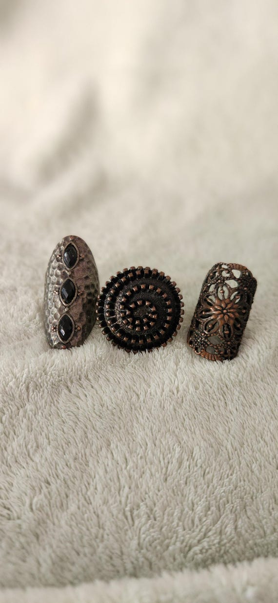 3 statement rings. Bronze/copper tone. - image 5