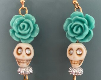 Day Of The Dead Skull & Golden Bones Earrings