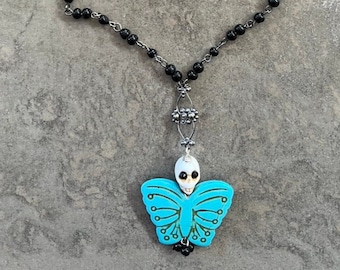 Day Of The Dead Sugar Skull & Butterfly Necklace