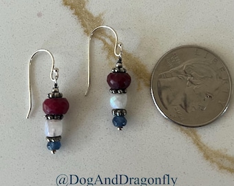 Red White Blue Beaded Dangle Earrings – Americana Style Jewelry