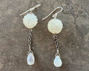 Vintage Moonstones and Sterling Silver Earrings