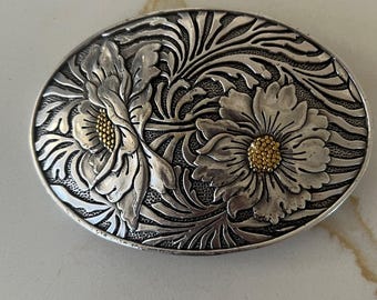 Sunflower Western Silver Plated Belt Buckle