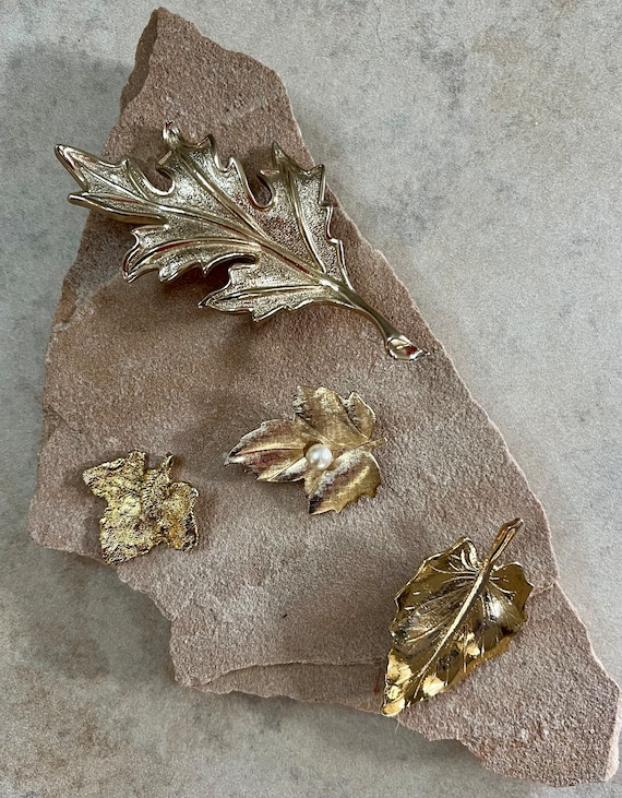 Mid-Century Gold Leaf Brooch's